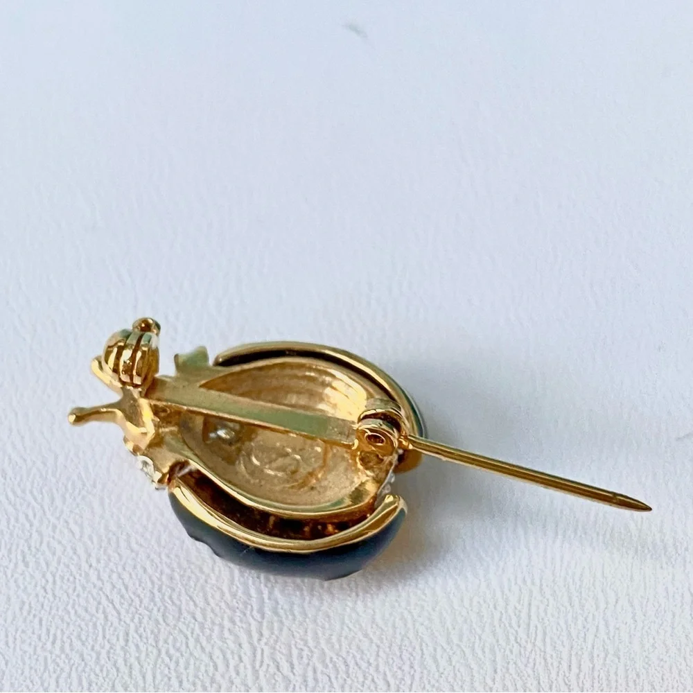 Vintage St. John Gold and Black Enamel Ladybug Brooch RARE - Picture 3 of 8